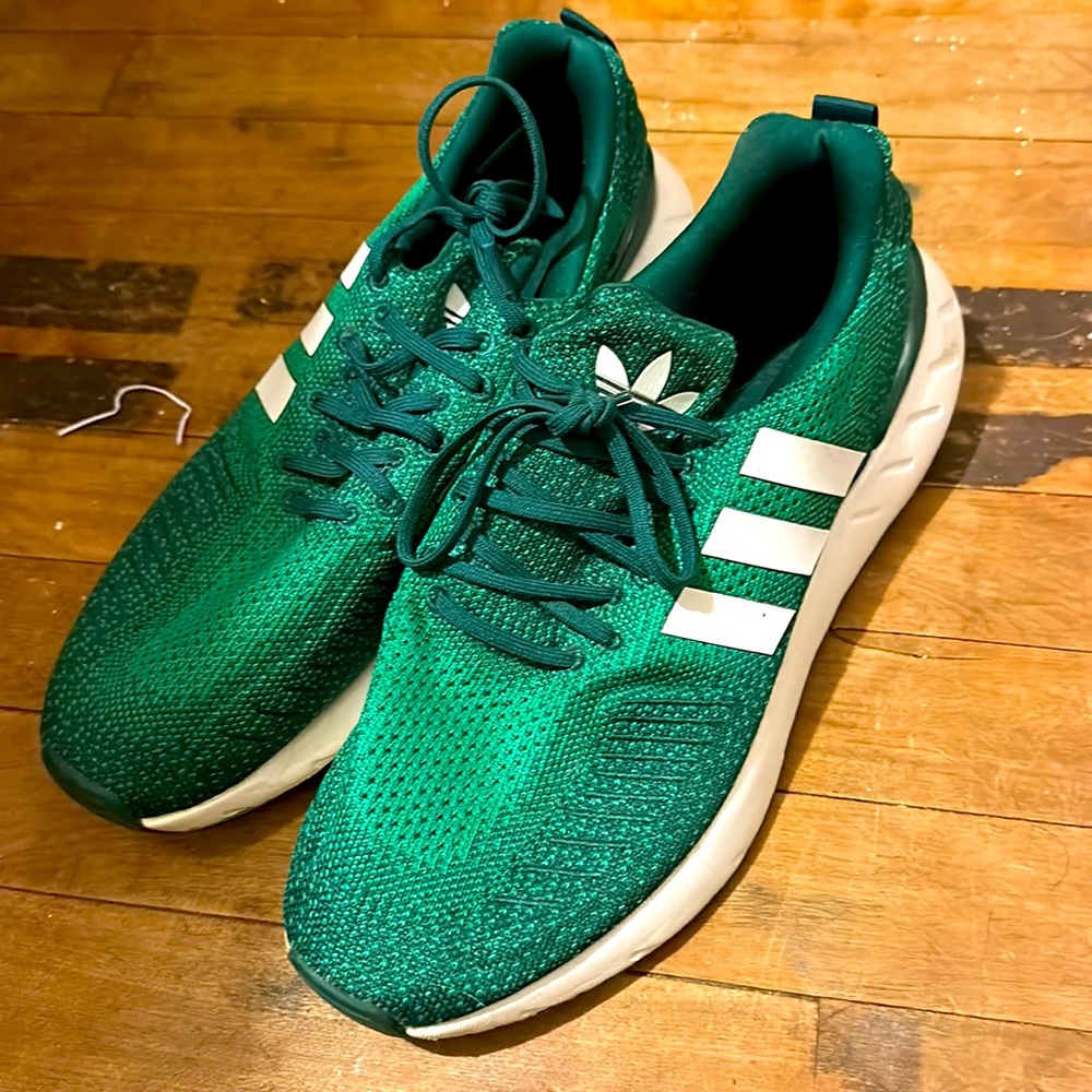Green adidas sneakers
